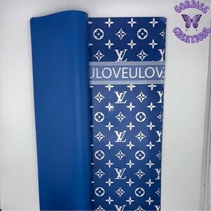 Blue W/ White LV Floral Bouquet Wrapping Paper